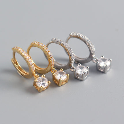 Female S925 Sterling Silver INS Style Rhinestone Earrings