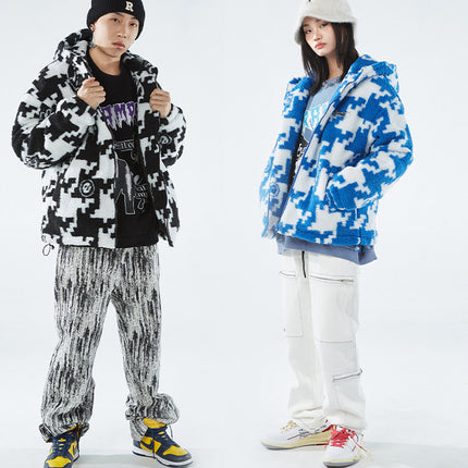 Trendy Loose Irregular Plaid Jacket Couples