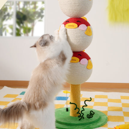 Cute Puffer Fish-shaped Cat Climbing Frame, Three-tier Climbing Tower With Base, Indoor Cat Scratching Post Climbing Frame With Vertical Claw Interactive Cat Toy, Suitable For Cats Of All Sizes