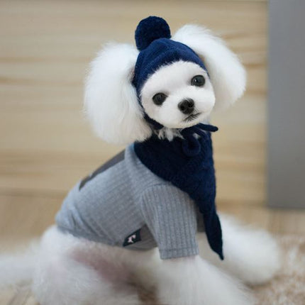 Tide pet clothes dog hat bib suit Teddy Bomei wool scarf autumn winter hat pet scarf