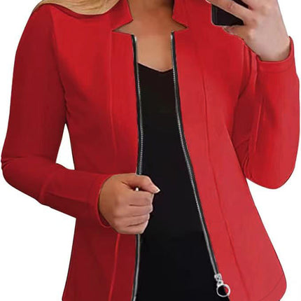 Solid Color Long-sleeve Zipper Suit Top