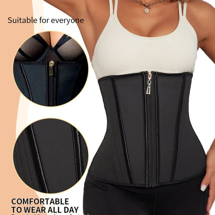 Waist Trainer For Women Latex Sport Underbust Steel Boned Corset Shapewear With Zipper Hook Shapewear Double Control Body Shaper Workout Fajas Colombianas Moldeadoras Stomach Strapless Shapewear