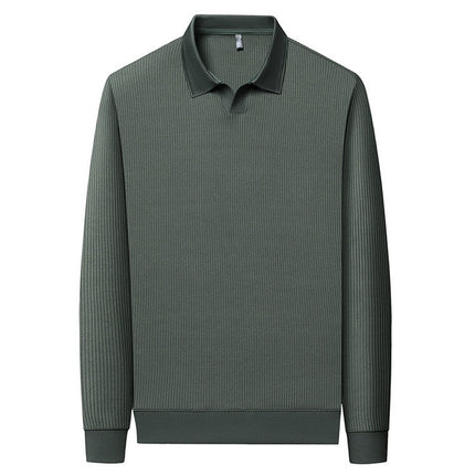 New Men's Vertical Stripes Solid Color T-shirt Bottoming Shirt