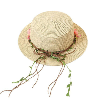 Women's Flat Straw Hat Sun Protection Hat Sun-proof Western Style Beach Hat