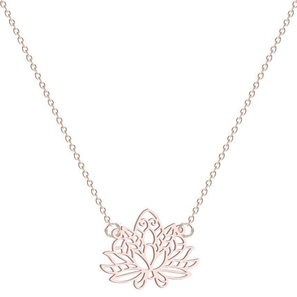 Stainless Steel Necklace Women Hollow Yoga Gold Lotus Clavicle Chain Jewelry