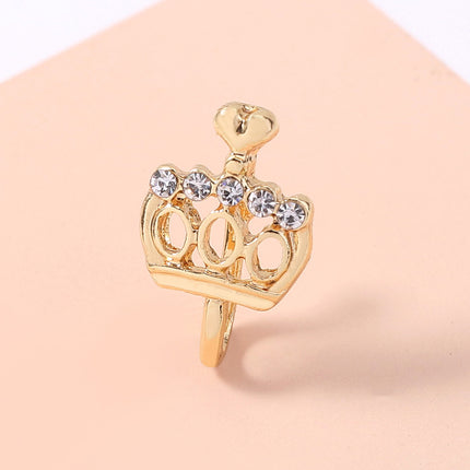 Gold Crown Nose Ring Mini-cute Heart Crown Fake Nose Ring