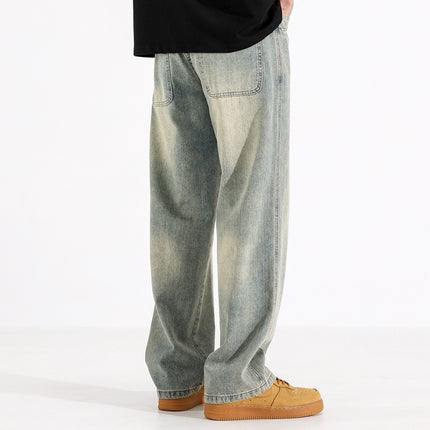 Yellow Mud Dyed Straight Jeans For Men