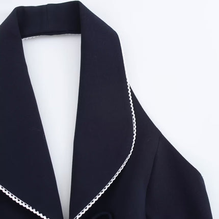 Women's Bowknot Decoration Stitching Hanging Collar Top