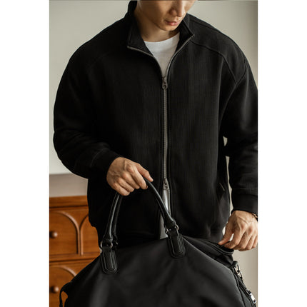 Maillard Double Zipper Raglan Sleeve Long Sleeve Coat For Men