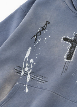 Men's Loose Street Hand-painted Couple Wear Hooded Sweater