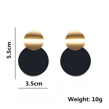 New Fashion High Sense Creative Asymmetric Size Round Metal Earrings