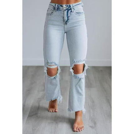 European And American Ripped Jeans Women's Tight