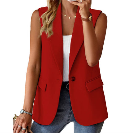 Autumn Sleeveless Solid Color Multicolor Cardigan Small Suit Jacket Ladies