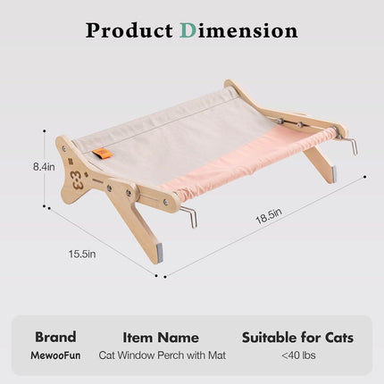 Cat Window Perch & Hammock - Adjustable 2-in-1 Sunbathing Seat For Indoor Cats, Sturdy Design Holds 40 Lbs With Washable Cover Pink, Space-Saving
