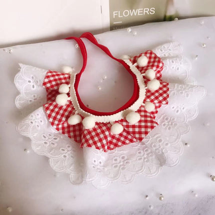 Cute Pet Lace Trim Scarf Saliva Towel