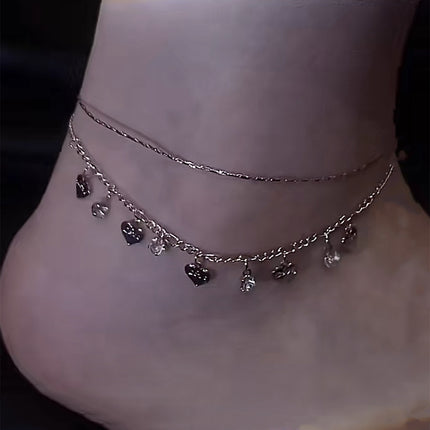Love Double Layer  Anklet Versatile Adjustable