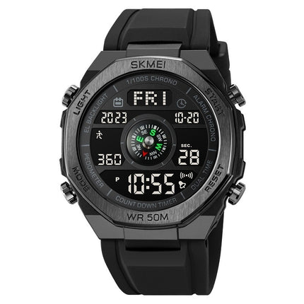 Electronic Watch Men's Compass Student Outdoor Sports Trend Luminous Alarm Clock