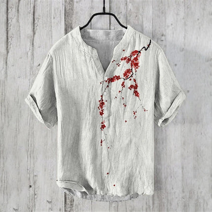 Summer Beach Casual Men's Clothing Short Sleeve V-neck