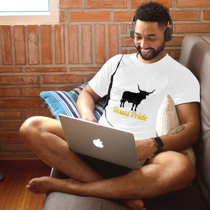 White Bullfighting Printed Men's Pure Cotton T-shirt - Casual Round Neck, Slightly Elastic, Suitable For Summer Knitted Fabric, Classic Fit Adult Shirt, Couple's Shirt