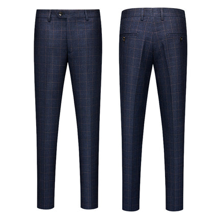 Men's Plaid High-end Suit Pants Korean Slim Straight Casual Pants