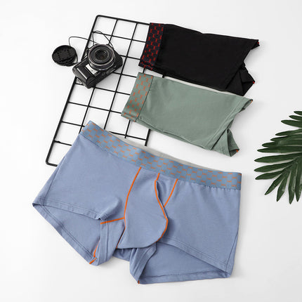 Men's Sports Fitness Low Waist Small Boxer Contrast Color Pants