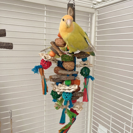 Parrot Toy Bird Decompression Relieving Stuffy Natural Material Tearing Toy Color String Combination