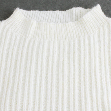 Knitted Sweater Round Neck Vest And Split Skirt Two-piece Set