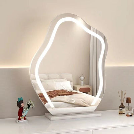 Large Makeup Mirror Cloud Shape Vanity Mirror 3 Colors LED Lights 220V