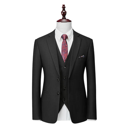 Men's Business Casual Plaid Slim Fit Suit Three-piece Suit