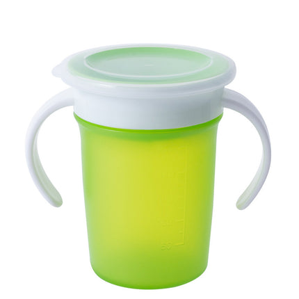 Leak Proof Silicone Baby Drinking Cup 360 Degree Rotating Magic Child Water Bottle With Double Handle Flip Lid Copos
