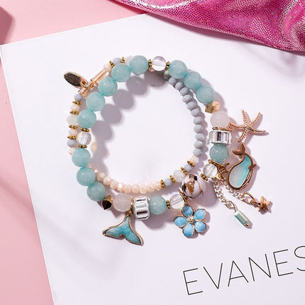 Whale tail bracelet double elastic personality retro flower starfish national wind jewelry