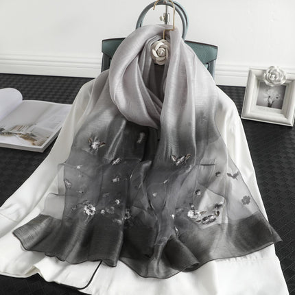 Women's Wool Silk Embroidery Gradient Scarf Sunscreen Shawl