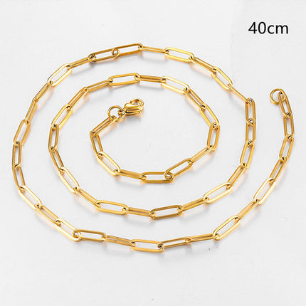 18k Gold Stainless Steel Paper Clip Clavicle Necklace Female 0 Word Chain All-match