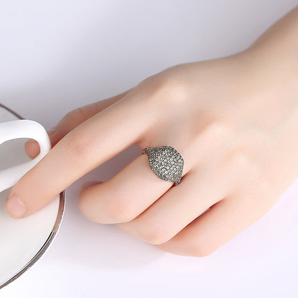 Rose Red Ring Brass Micro Inlaid Zircon RingOpen Adjustable Jewelry