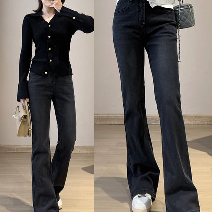 Goddess Long Legs Bootcut Trousers High Waist Slimming Slim Micro Elastic Small Horn