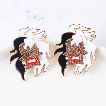 Creative Black And White Hair Funny Earrings Halloween