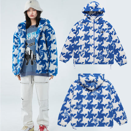 Trendy Loose Irregular Plaid Jacket Couples