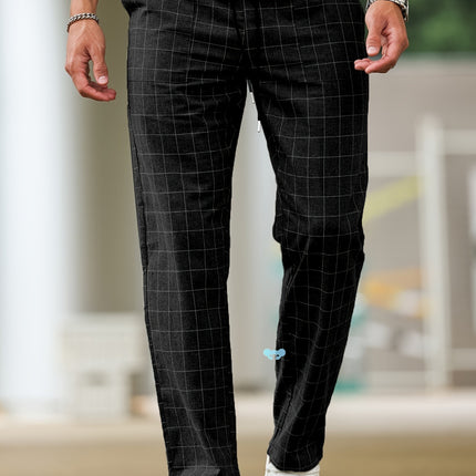 Men's Comfortable Soft Polyester Stripe Plaid Pants