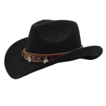 Pendant Casual Sun-proof Sun Protection Keeping Warm Boys And Girls Woolen Western Cowboy Hat