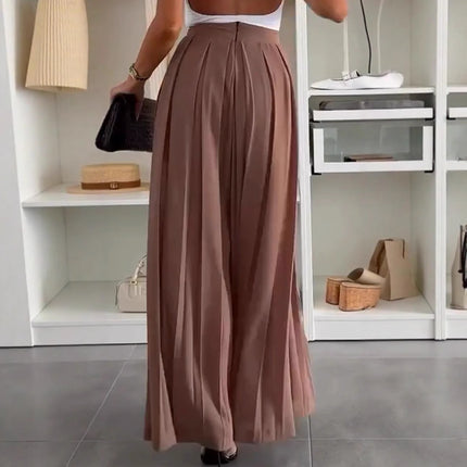 Women's Solid Color Casual Loose Pleated Skirt