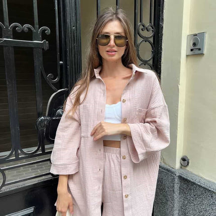 Cardigan Breasted Top Shorts Two-piece Set