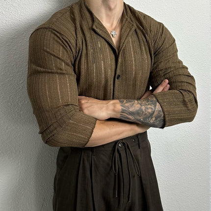 Solid Color Hollow Round Neck Hollow Cardigan