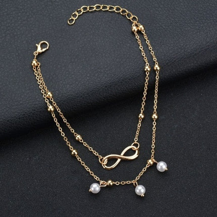 New multi-layered 8-word turquoise stone anklet