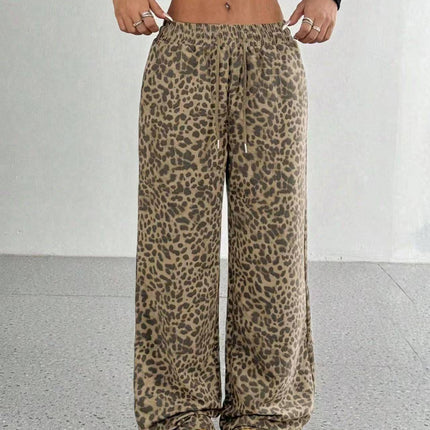 Irregular Copywriting Loose High Waist Wide Leg Casual Trousers