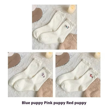 Cute Cartoon Fleece Lined Padded Warm Keeping Winter Socks