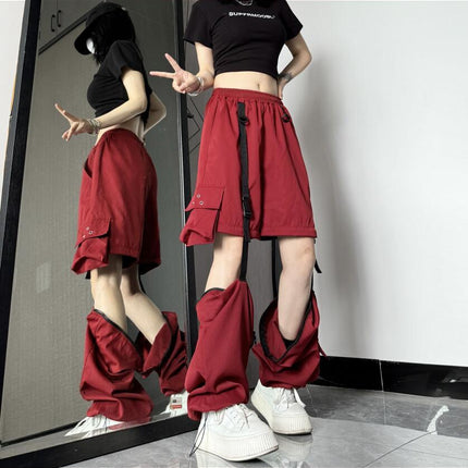 Women's Detachable White Overalls Ankle Banded Pants