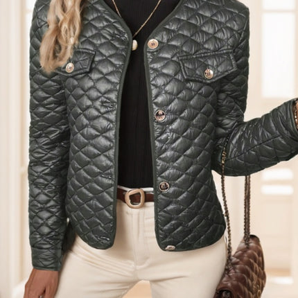 Clasi Elegant Diamond-Quilted Plus Size Women's Winter Short Padded Coat