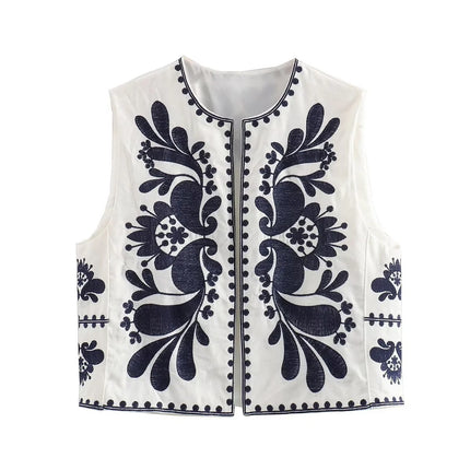 European And American Women's Clothing Sleeveless Embroidered Vest Women's Top