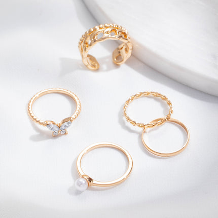 New Butterfly Pearl Ring Set Ins Same Style