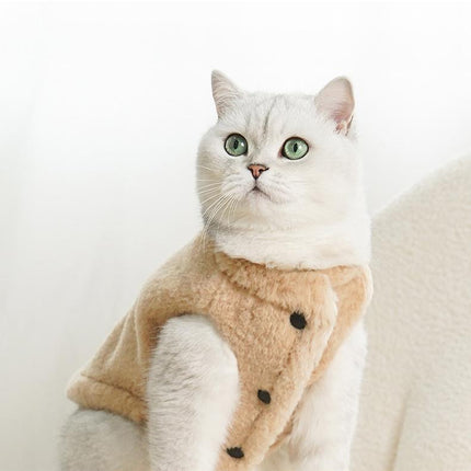 Warm Cat Clothes Thickened Fleece-lined Plush Pet Vest Vest Cold-proof And Lint-proof